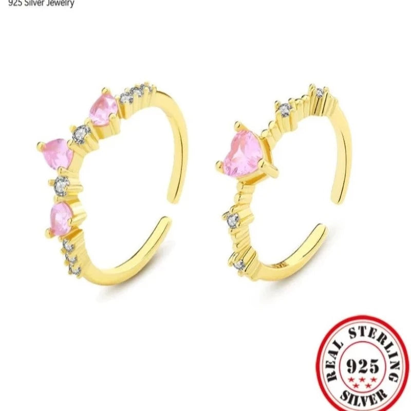 Pink Love Hearts Rings