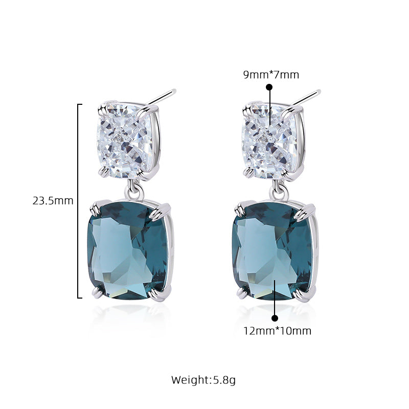 Square Blue Earrings