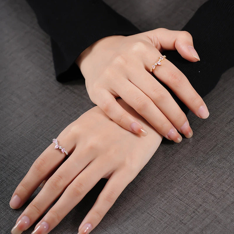 Pink Love Hearts Rings