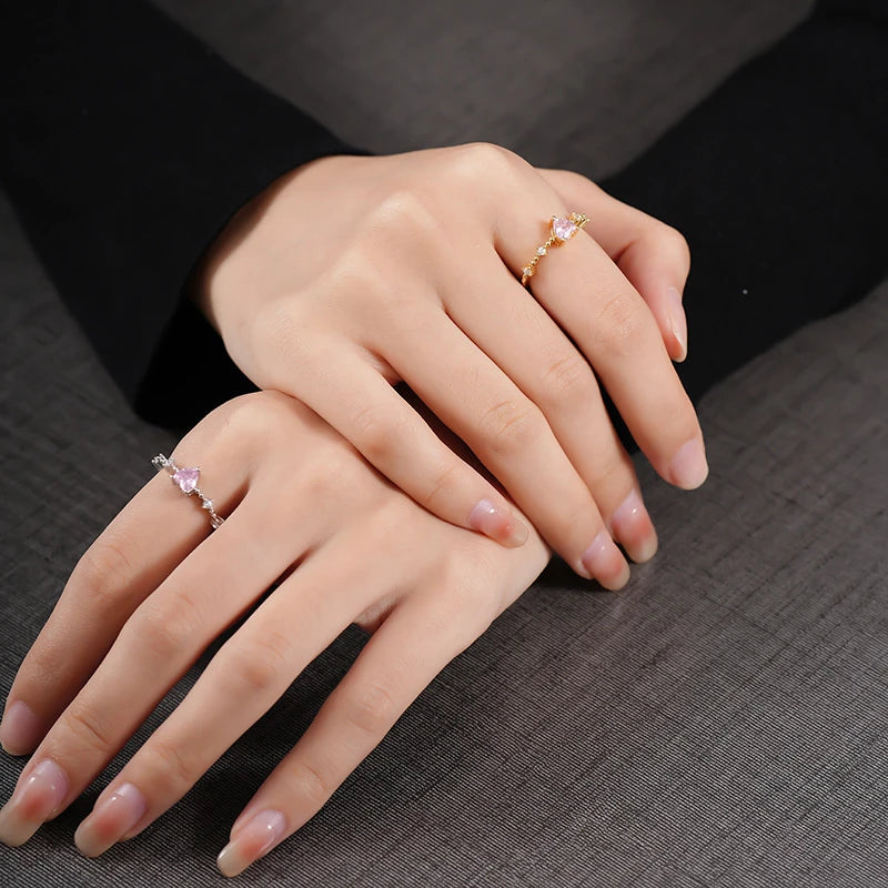 Pink Love Hearts Rings