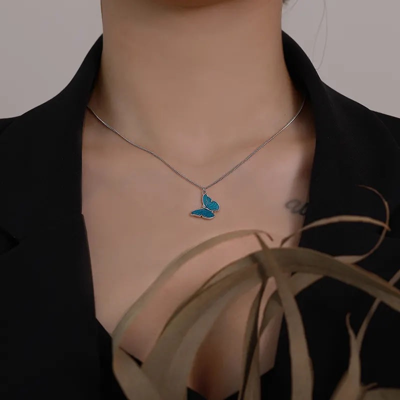 Blue Butterfly Necklace