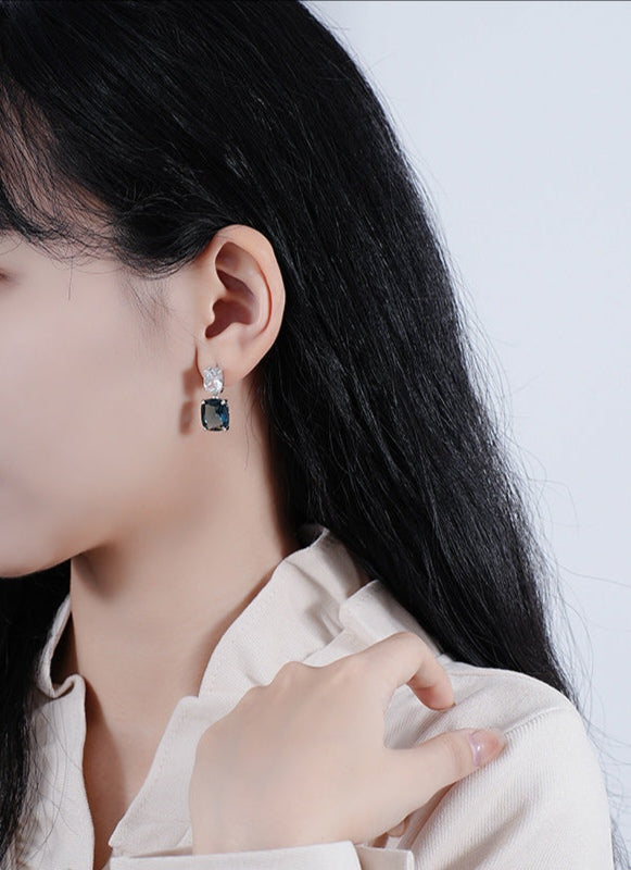 Square Blue Earrings