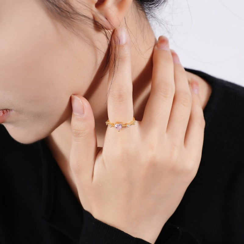 Pink Love Hearts Rings
