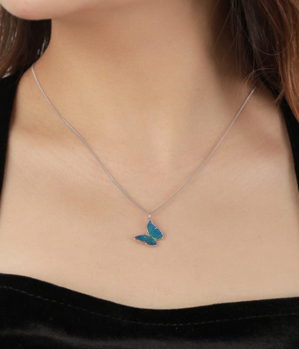 Blue Butterfly Necklace