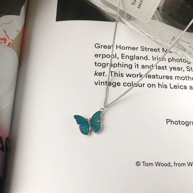 Blue Butterfly Necklace