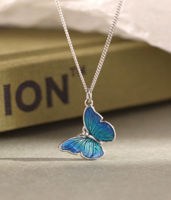 Blue Butterfly Necklace