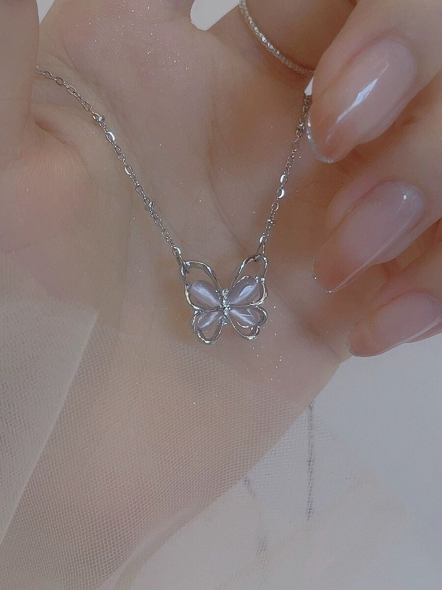 Pink Butterfly Necklace