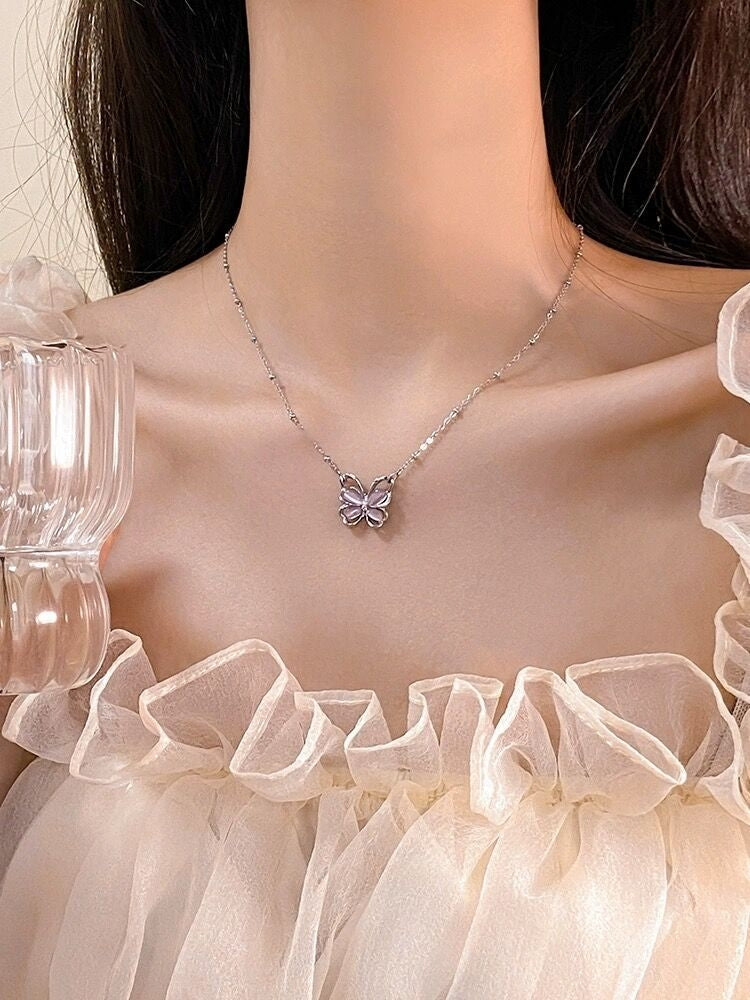 Pink Butterfly Necklace