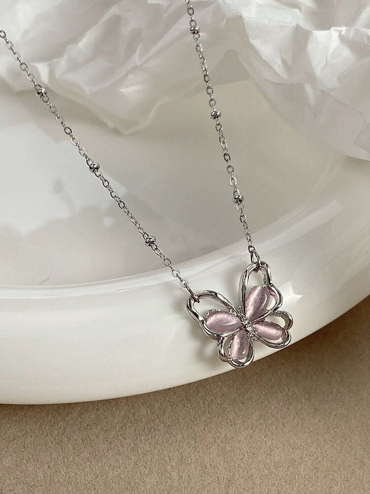 Pink Butterfly Necklace