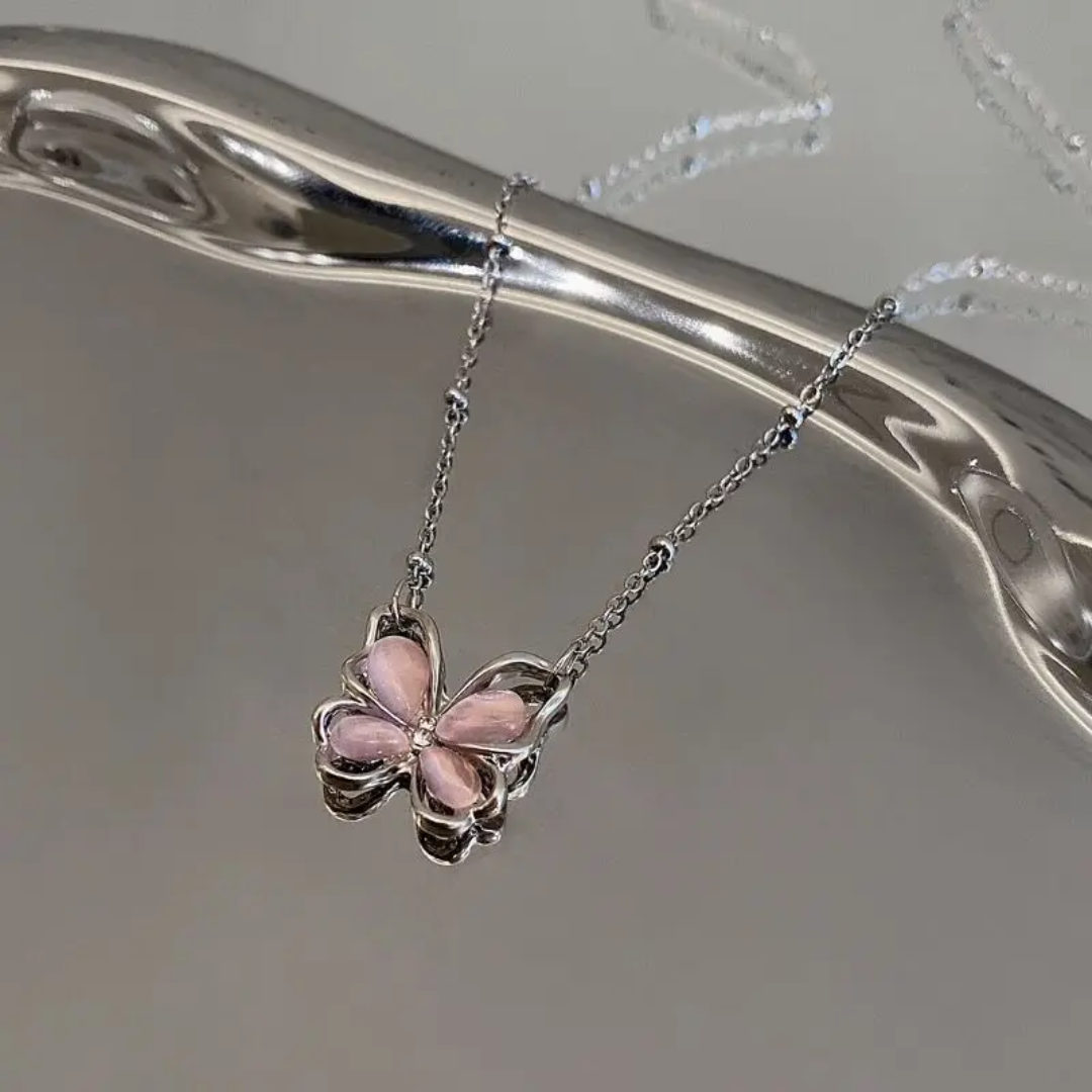 Pink Butterfly Necklace