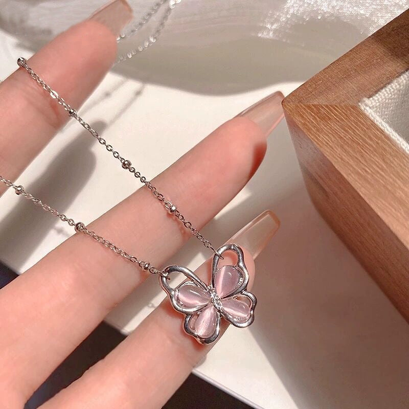 Pink Butterfly Necklace