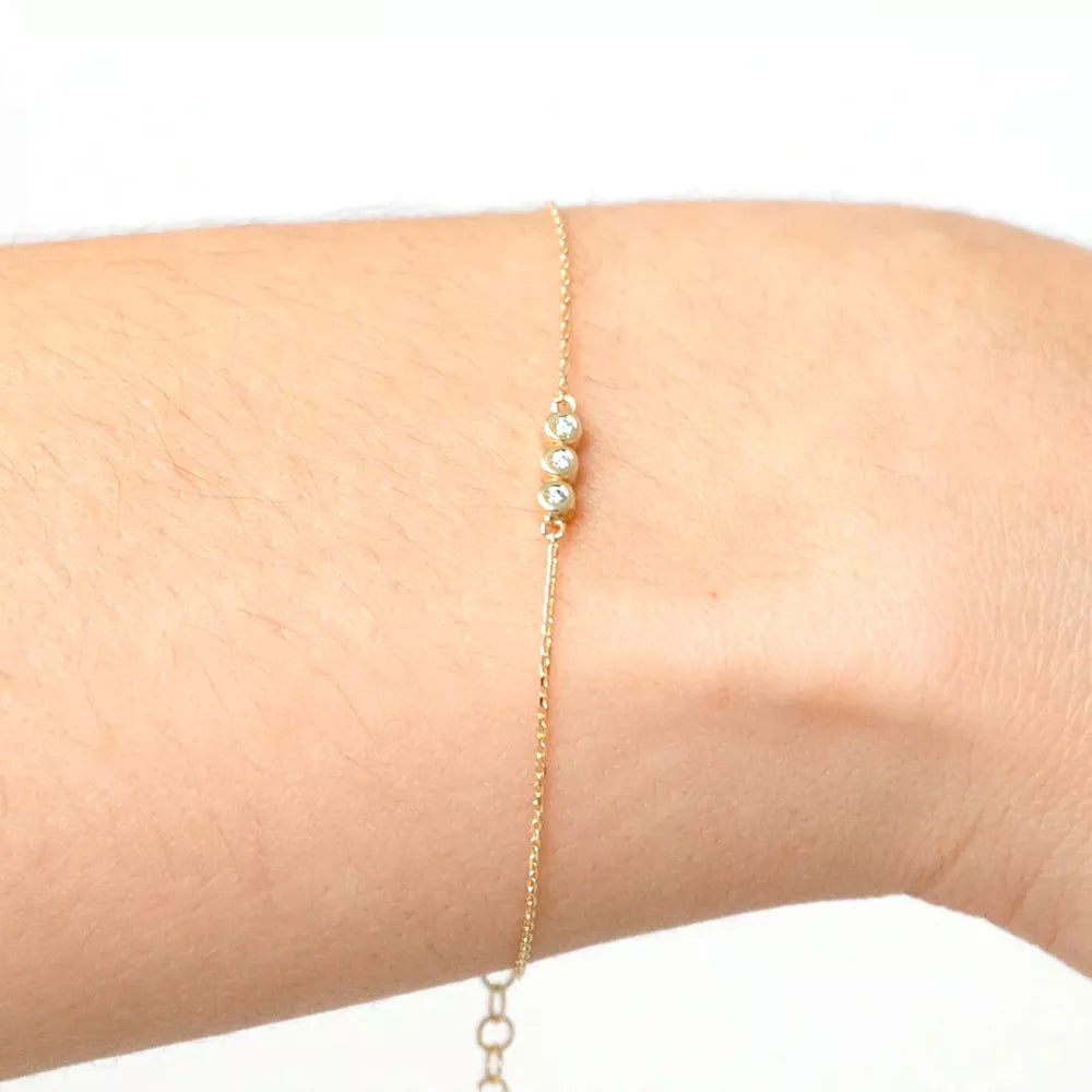 Triple Beads Bracelet - Crown Olive