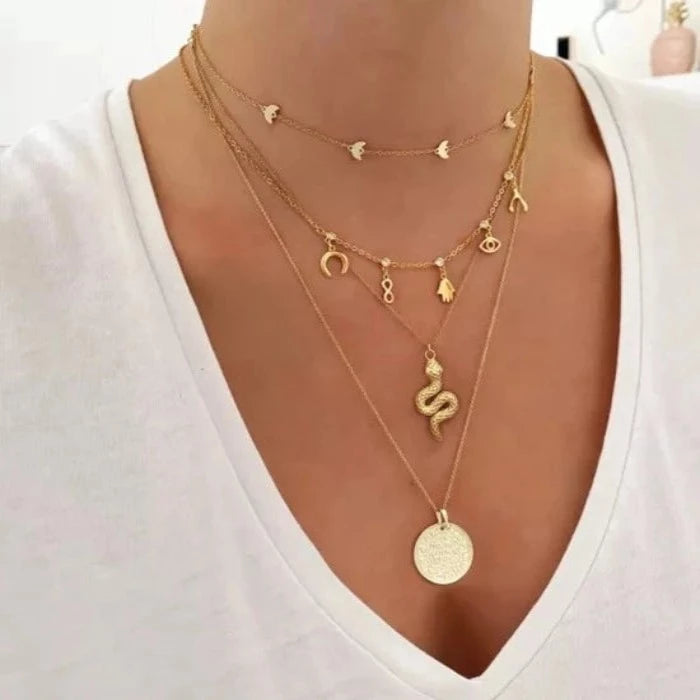 The Snake Necklace - Crown Olive