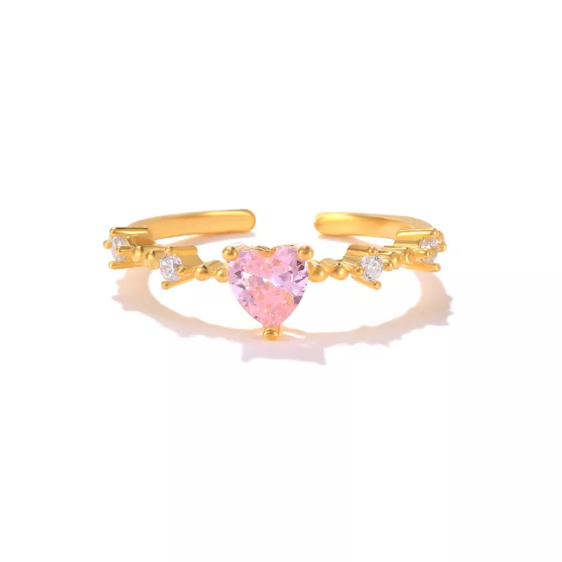 Pink Love Hearts Rings - Crown Olive
