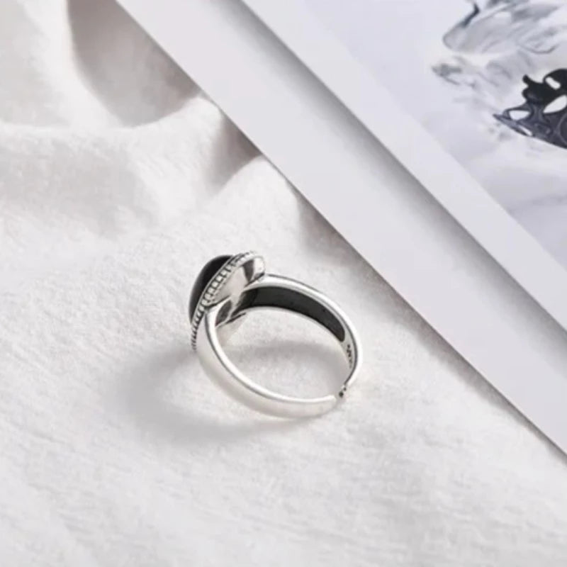 Black Agate Stone Ring