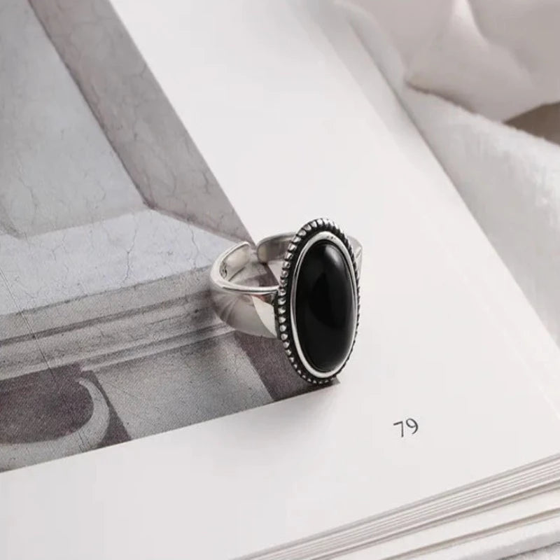 Black Agate Stone Ring