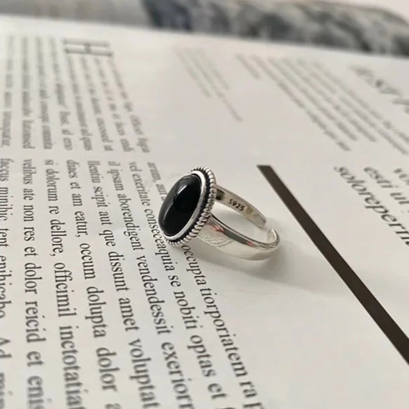 Black Agate Stone Ring