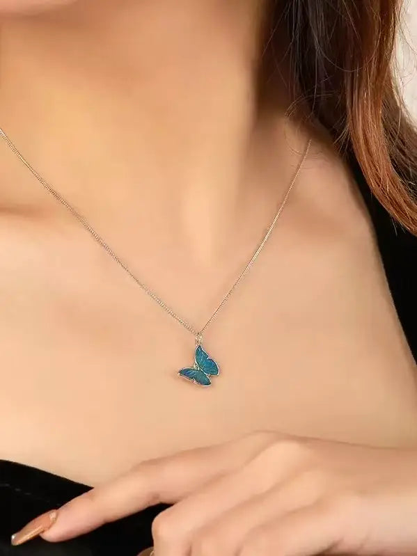 Blue Butterfly Necklace