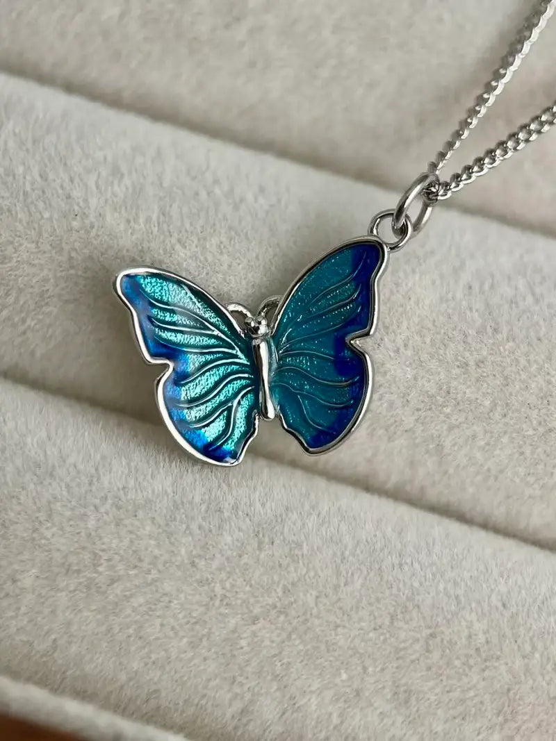 Blue Butterfly Necklace