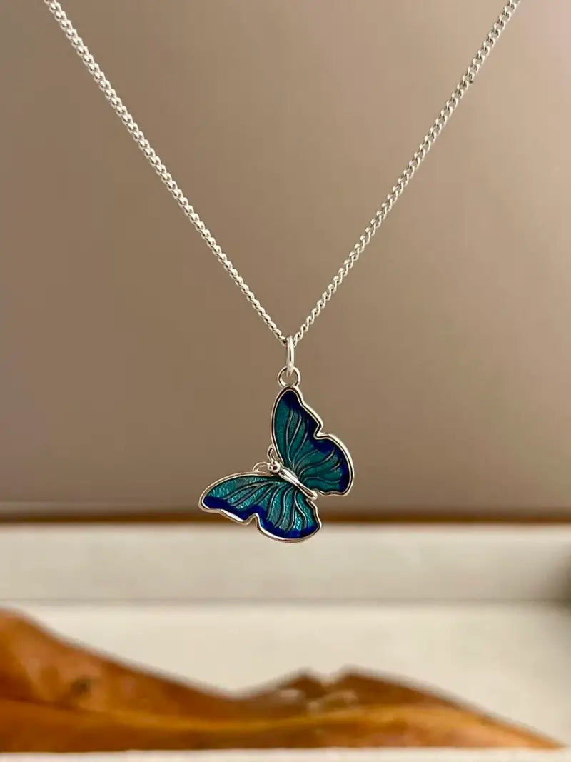 Blue Butterfly Necklace