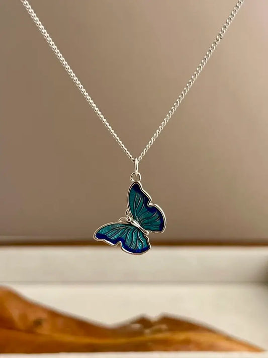 Blue Butterfly Necklace