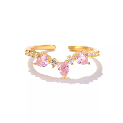 Pink Love Hearts Rings - Crown Olive